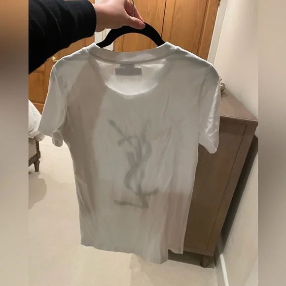 Yves Saint Laurent White and Black Short Sleeve Tee